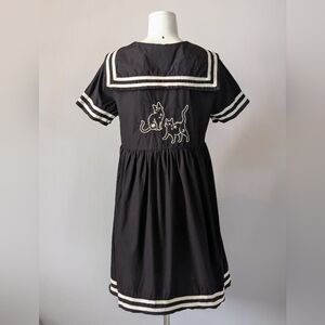 Black Friday Sailor Collar Dress White Mystical Cat Embroidery Dolls Kill Size 8